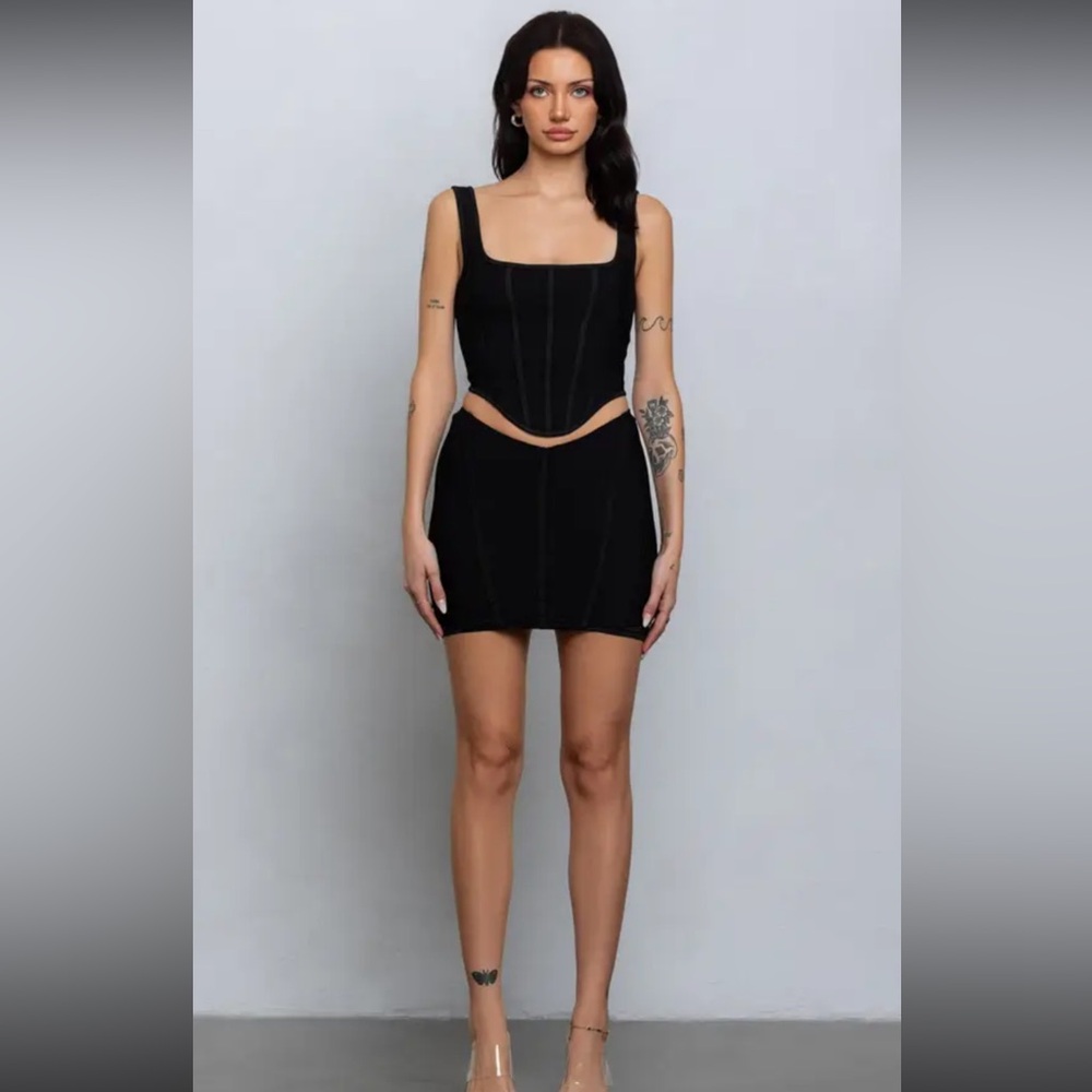 No Vacancy Black Corset Set-Small